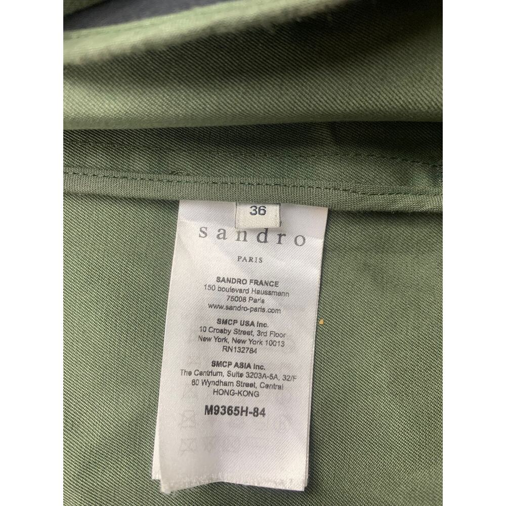 Sandro Paris Women's 36 Belted‎ Green Trench Coat 100% Cotton - Picture 4 of 10